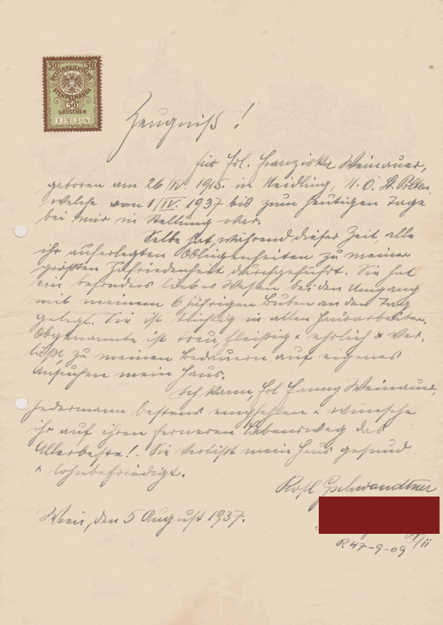 Arbeitszeugnis - Kurrent Original