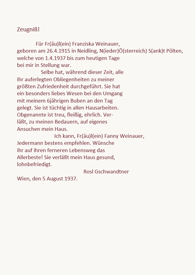 Arbeitszeugnis - Transkription